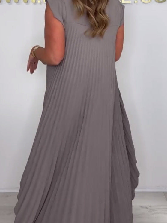 ✨Schneller Verkauf 49 % Rabatt🌸👗Laney Set aus plissiertem, kurzärmligem, unregelmäßigem Midi-Top und Hose mit weitem Bein und elastischer Taille