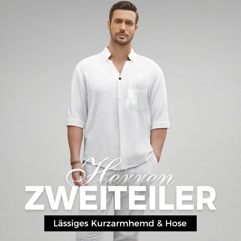 🌿💧Modischer Herren-Zweiteiler aus Baumwoll-Leinen: Oberteil & Hose