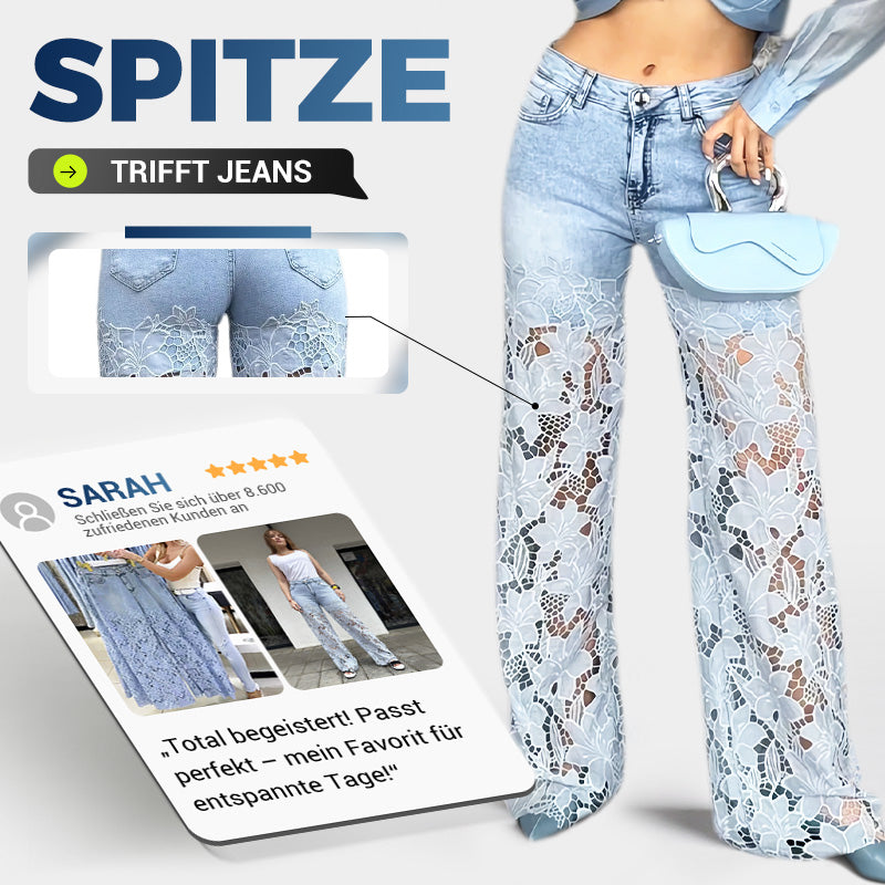💃Sommermode vorwärts🌸🔥 Gespleißte Jeans mit Spitze