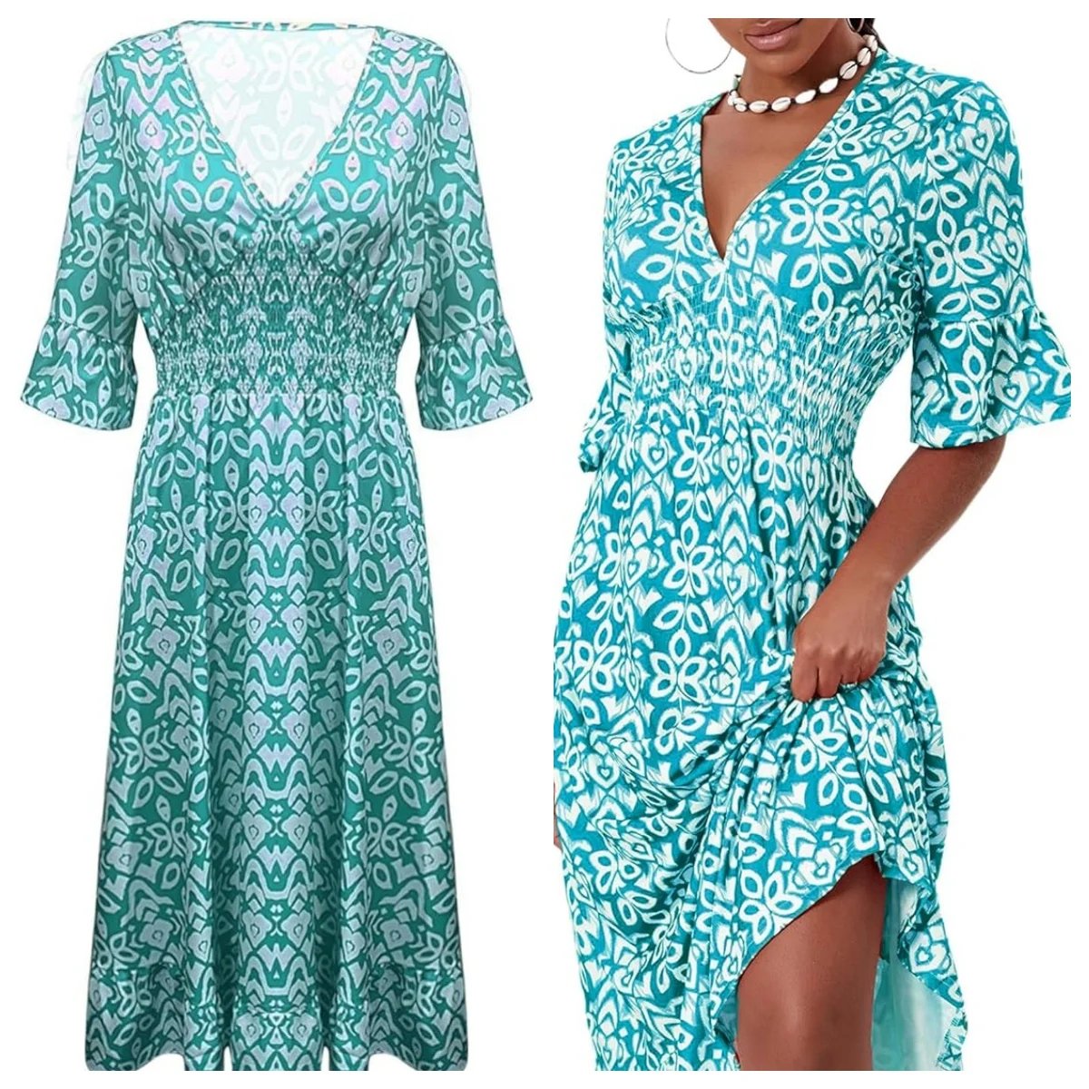 🔥 LAST DAY SALE 49% RABATT🔥💃Bohemian Vintage V-Ausschnitt Floral Lässige Lange Kleider