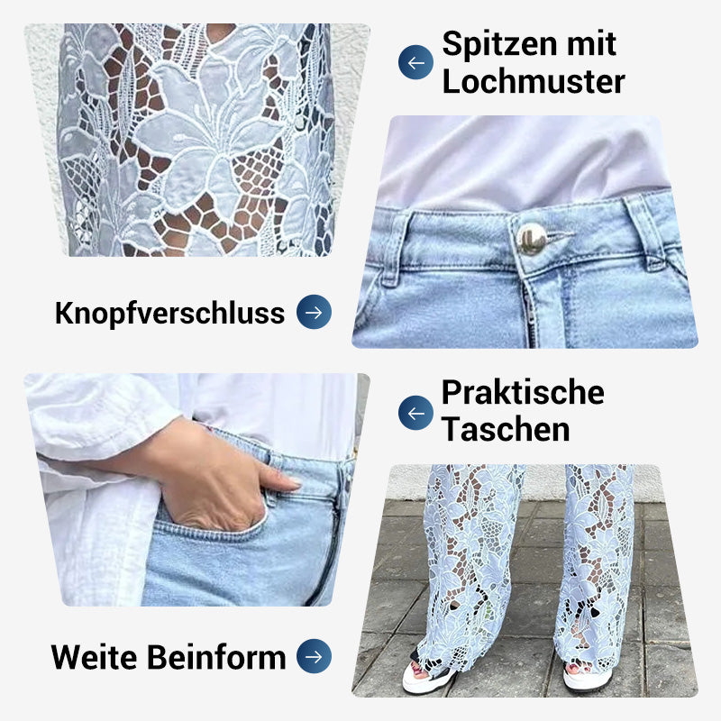 💃Sommermode vorwärts🌸🔥 Gespleißte Jeans mit Spitze
