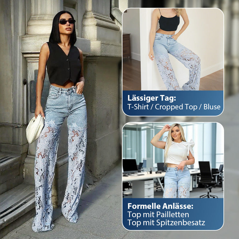 💃Sommermode vorwärts🌸🔥 Gespleißte Jeans mit Spitze