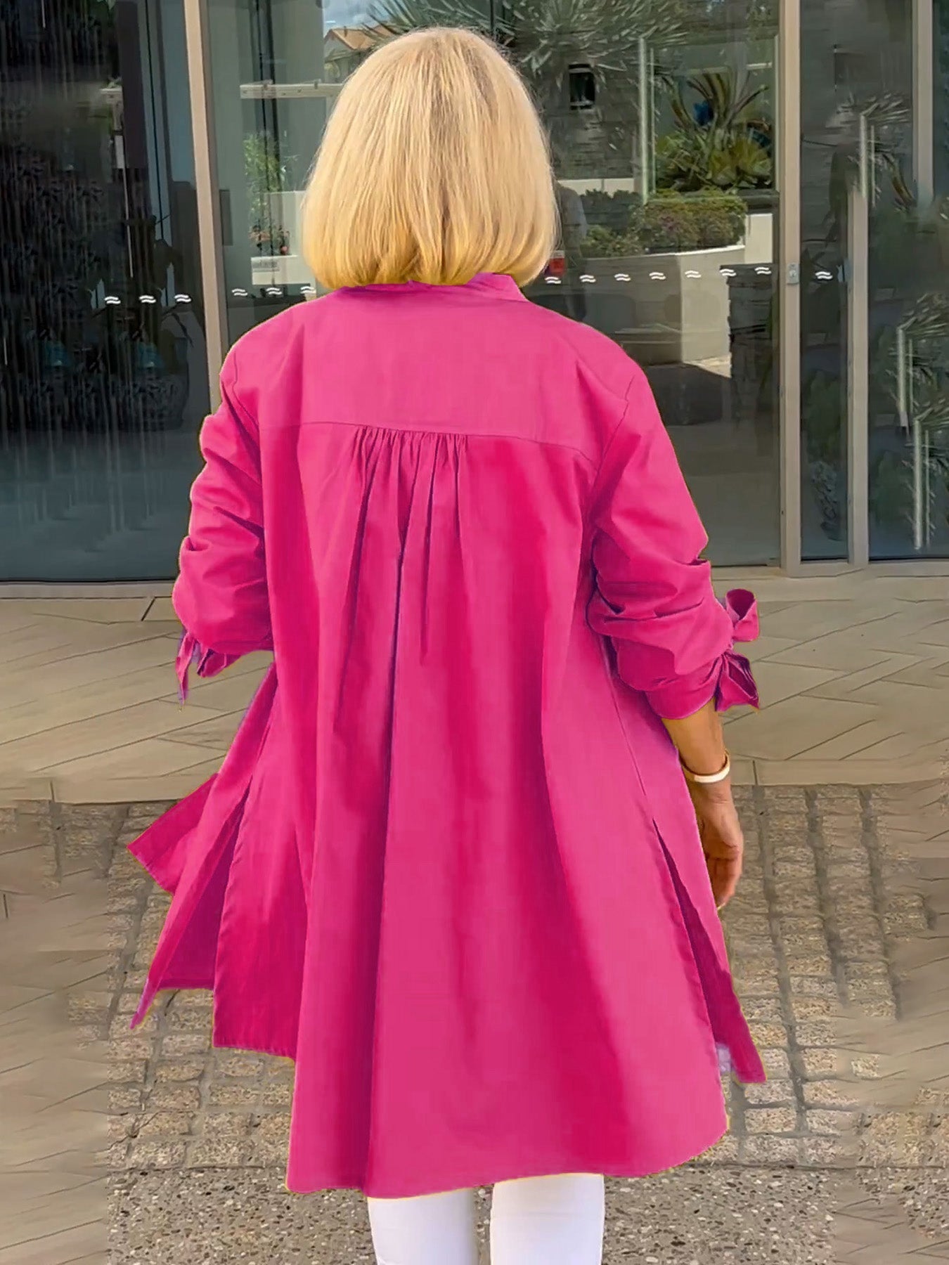🎀Lange Baumwollhemdjacken in Unifarbe für Damen