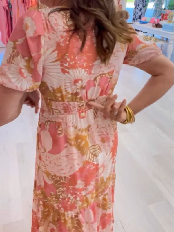 Florales Maxikleid mit V-Ausschnitt