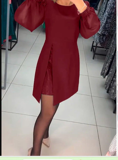 56%Rabatte💥Schlichtes, elegantes, sexy, seidiges Langarmkleid🌸