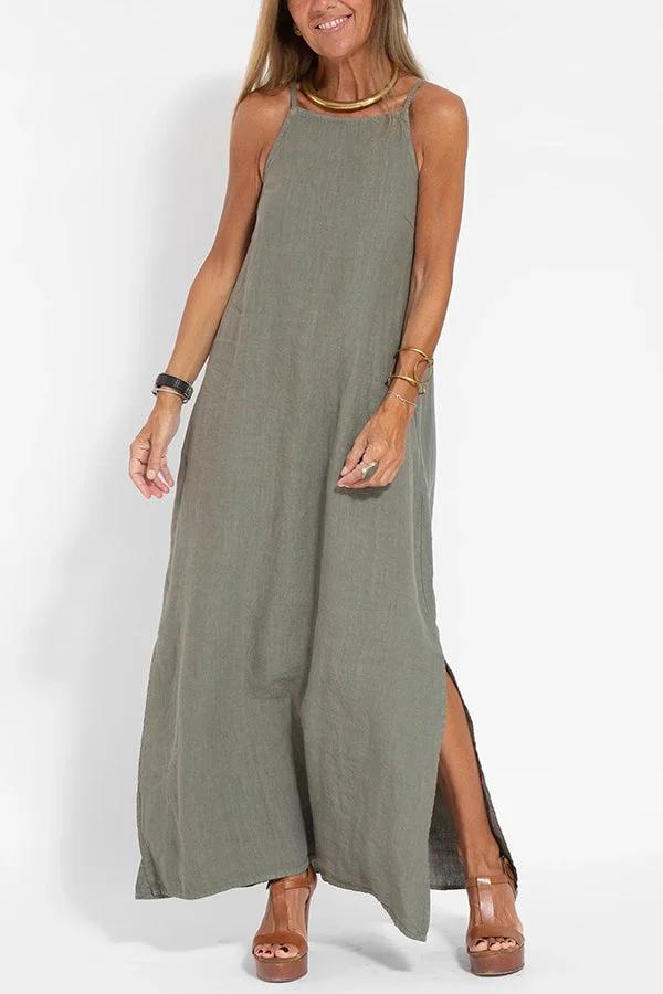 Ärmellose Leinenkleider für Damen