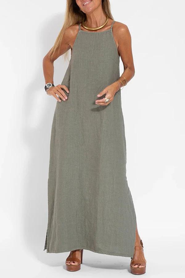 Ärmellose Leinenkleider für Damen