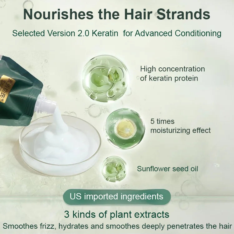 Kaufen Sie 2 gratis 1-Feuchtigkeitsspendende, glättende Creme zur Reparatur von Haarschäden mit Polypeptiden und Keratin