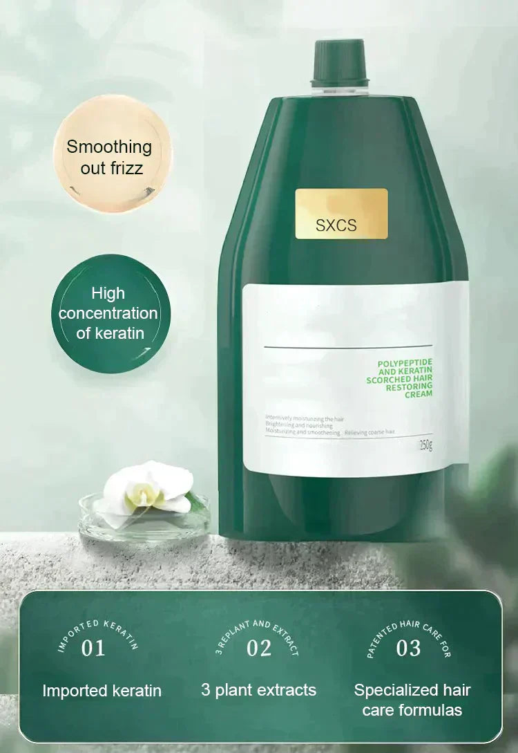 Kaufen Sie 2 gratis 1-Feuchtigkeitsspendende, glättende Creme zur Reparatur von Haarschäden mit Polypeptiden und Keratin