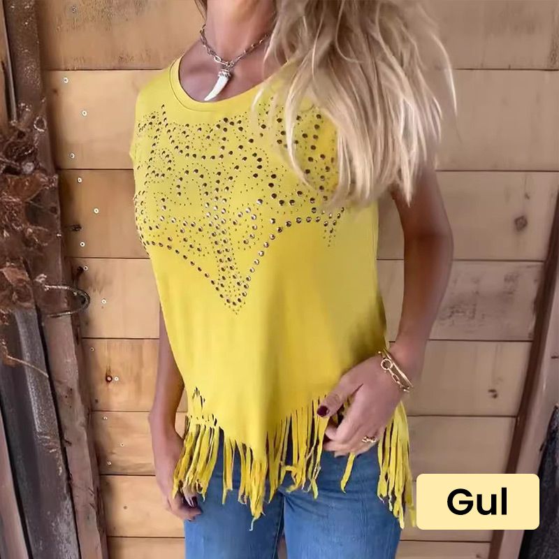 👚50% Rabatt💕Unifarbenes, kurzärmeliges Damen-T-Shirt mit heißem Aufdruck und ausgefranstem Saum