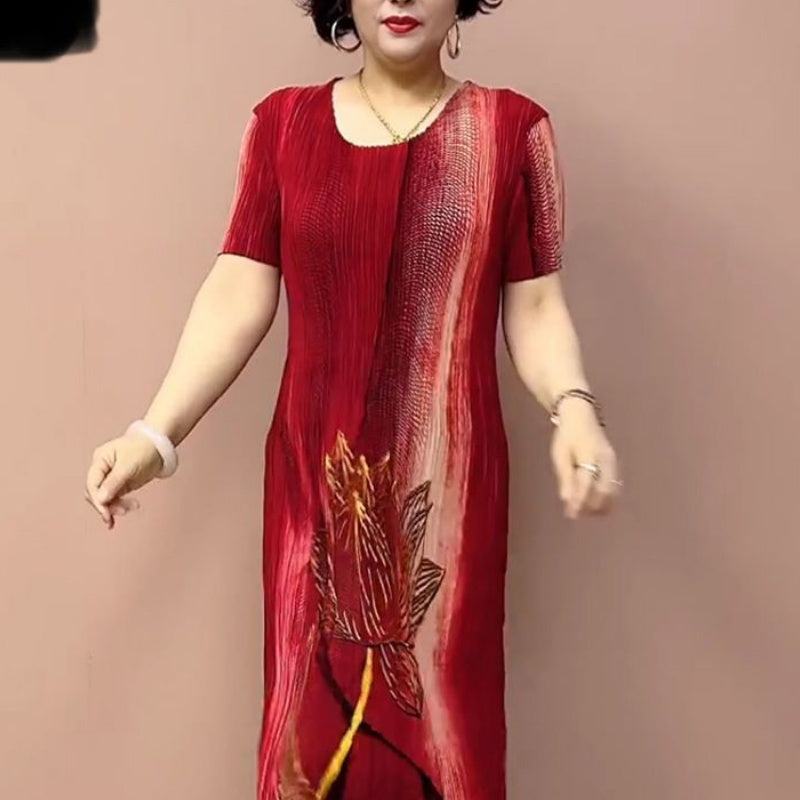 Kurzärmeliges Sommerkleid für mittelalte Frauen