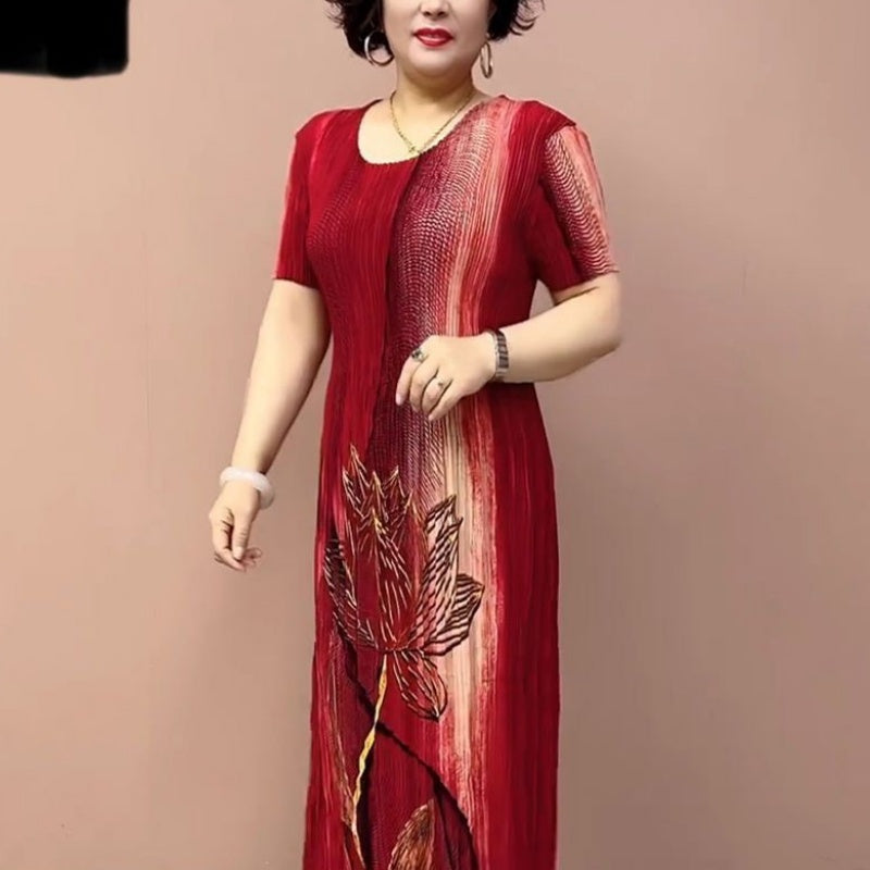 Kurzärmeliges Sommerkleid für mittelalte Frauen