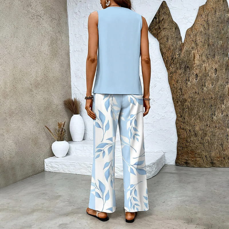 🔥50% RABATT🌺Modische Zweiteilige Damen-Outfits mit bedrucktem ärmellosen Oberteil & Hose