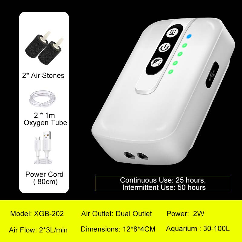 2025 Neues Upgrade🎁💦Tragbare, wiederaufladbare Luftpumpe für Aquarien im Freien🐳