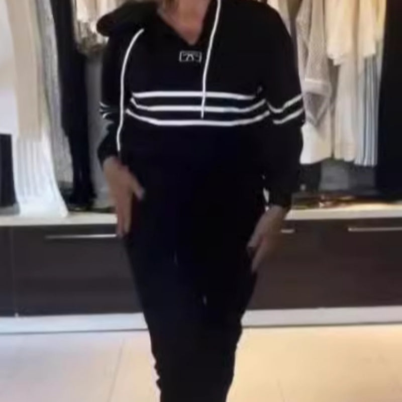 🌟2024 Neues Design🌟Set aus gestreiftem Kapuzenpullover und Hose für Damen💖