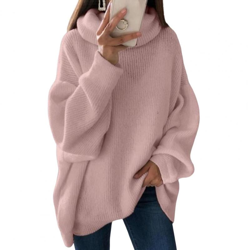 Übergroßer Rollkragenpullover aus einfarbigem Strick für Damen💖