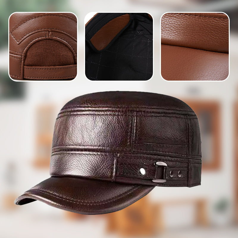 ✨Warme Baseballmütze aus PU-Leder mit flachem Schirm🎩🎁