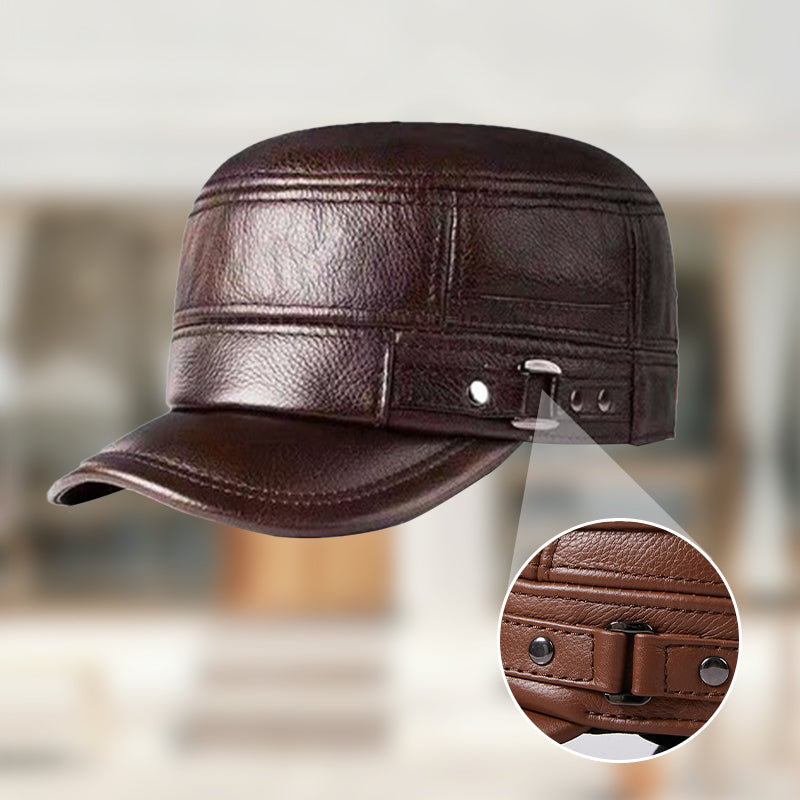 ✨Warme Baseballmütze aus PU-Leder mit flachem Schirm🎩🎁