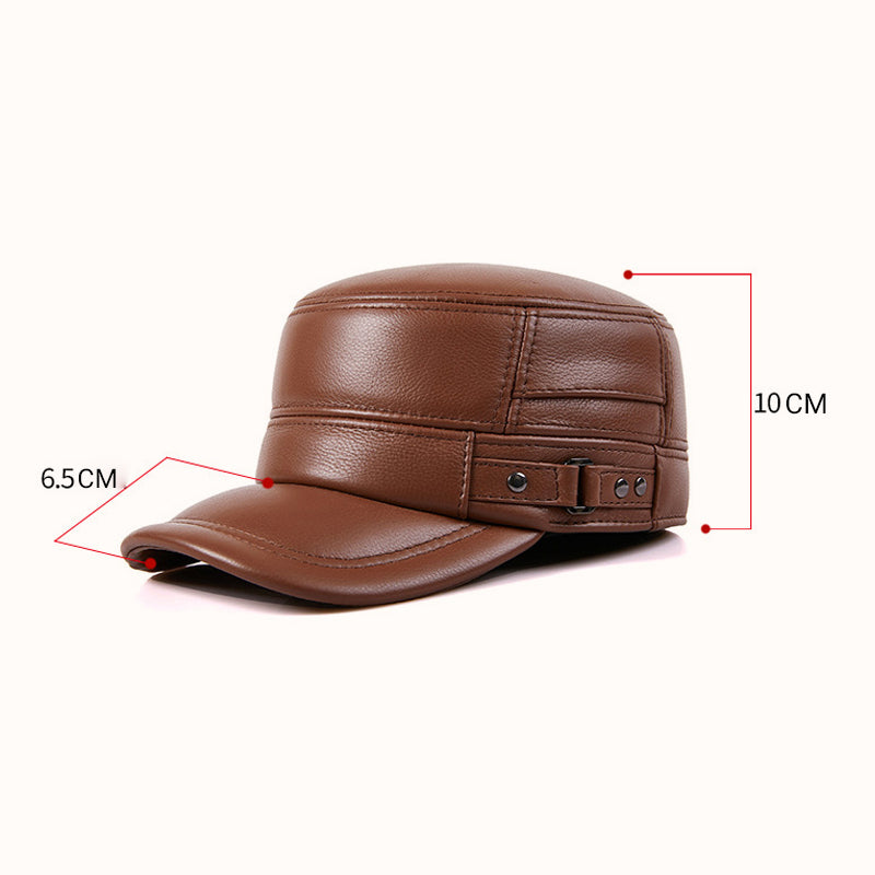 ✨Warme Baseballmütze aus PU-Leder mit flachem Schirm🎩🎁