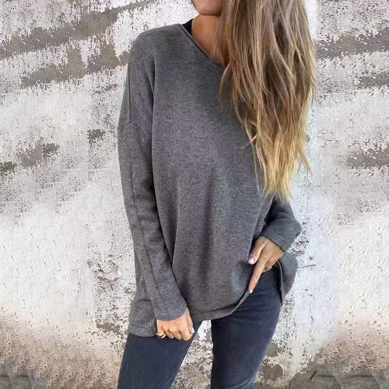🔥HEISSER VERKAUF 49% - 👗Einfarbige Langarm-Oberteile mit Rundhalsausschnitt für Damen