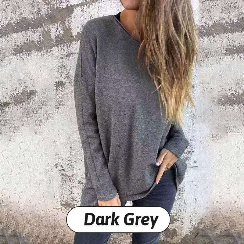 🔥HEISSER VERKAUF 49% - 👗Einfarbige Langarm-Oberteile mit Rundhalsausschnitt für Damen