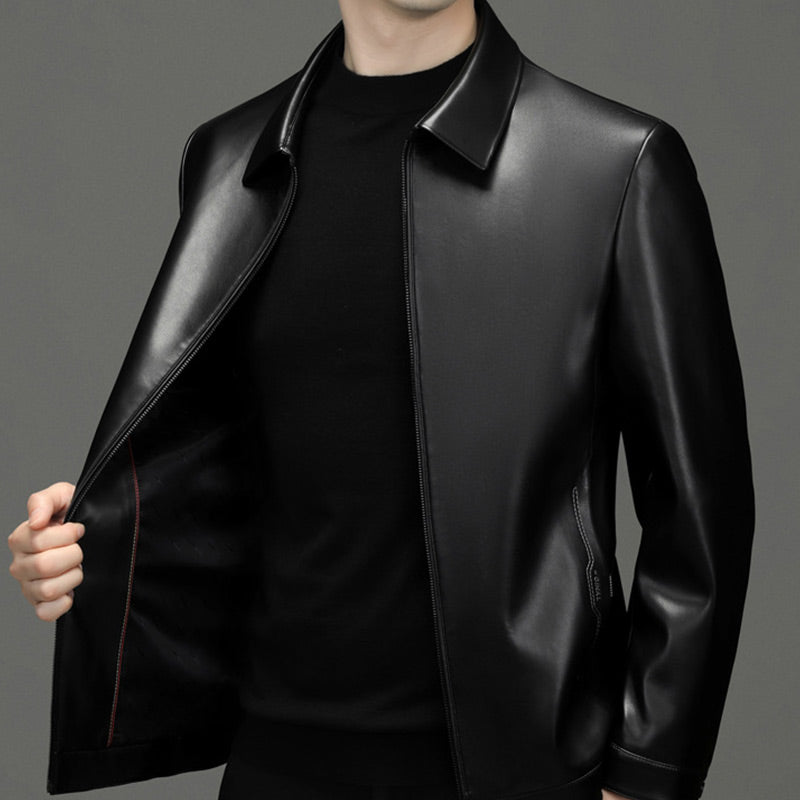 ✨Klassische PU-Lederjacke mit Frontreißverschluss für Herren🎁