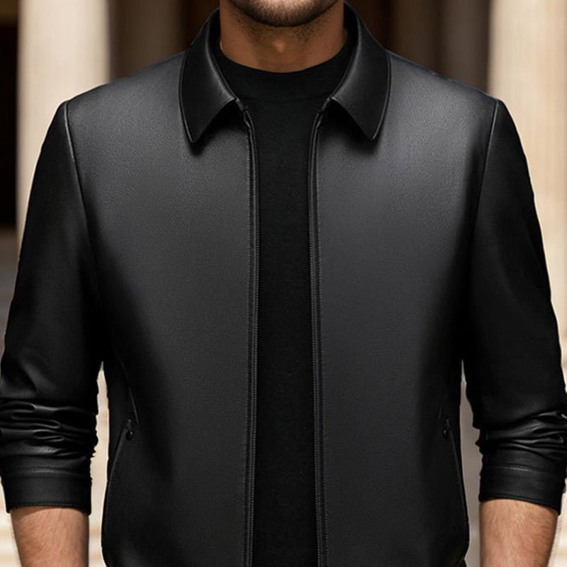 ✨Klassische PU-Lederjacke mit Frontreißverschluss für Herren🎁