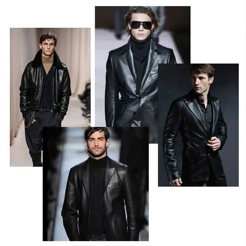 ✨Klassische PU-Lederjacke mit Frontreißverschluss für Herren🎁