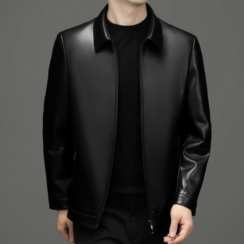 ✨Klassische PU-Lederjacke mit Frontreißverschluss für Herren🎁