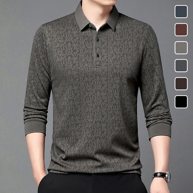 Herren-T-Shirt mit Business-Casual-Kragen und langen Ärmeln💖✨