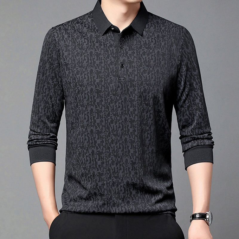 Herren-T-Shirt mit Business-Casual-Kragen und langen Ärmeln💖✨