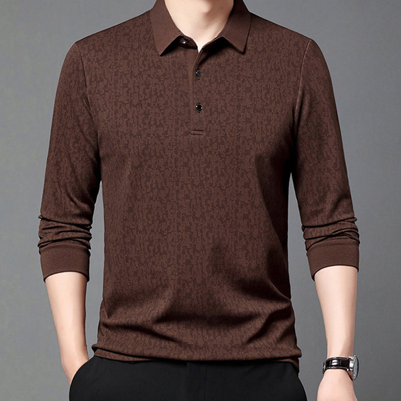 Herren-T-Shirt mit Business-Casual-Kragen und langen Ärmeln💖✨