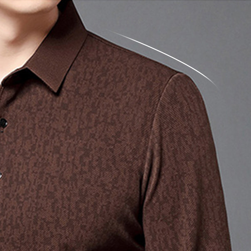 Herren-T-Shirt mit Business-Casual-Kragen und langen Ärmeln💖✨