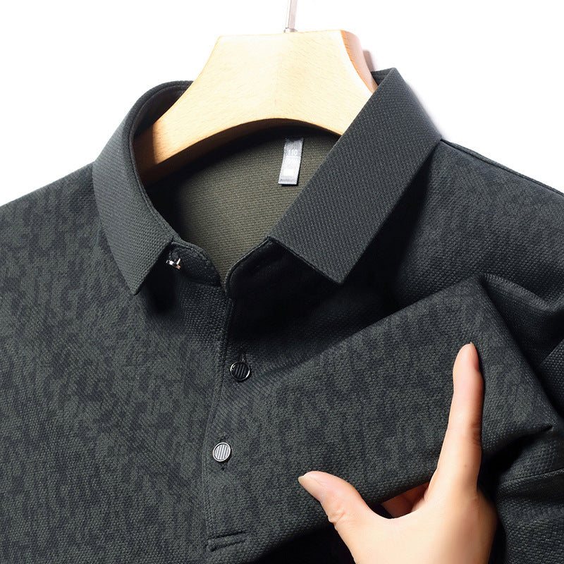 Herren-T-Shirt mit Business-Casual-Kragen und langen Ärmeln💖✨
