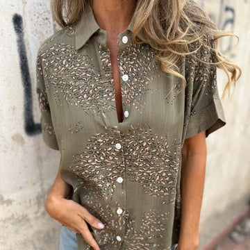 🌸NEUER SCHNÄPPCHEN🔥 Lässiges Button-Down-Shirt mit Print für Damen👗