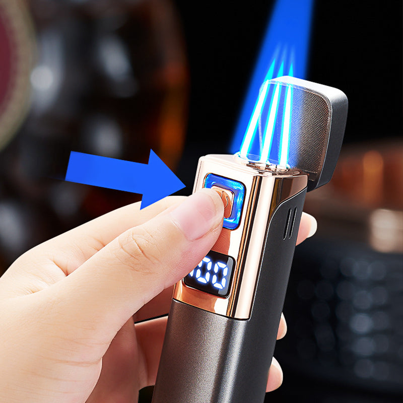2025 Neues Design✨🔥Wiederaufladbares & nachfüllbares Zigarrenfeuerzeug mit LED-Anzeige