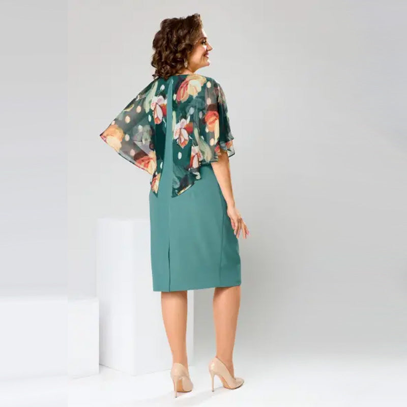 🌸Frühjahrsangebote🌸 Elegantes Blumenkleid mit Rundhalsausschnitt für Damen