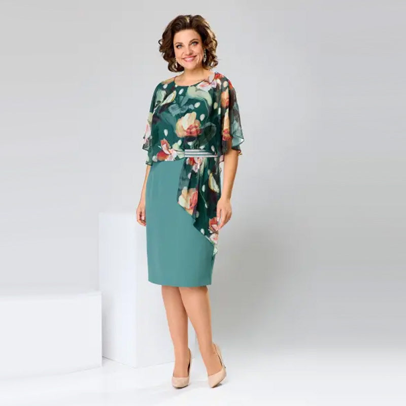 🌸Frühjahrsangebote🌸 Elegantes Blumenkleid mit Rundhalsausschnitt für Damen
