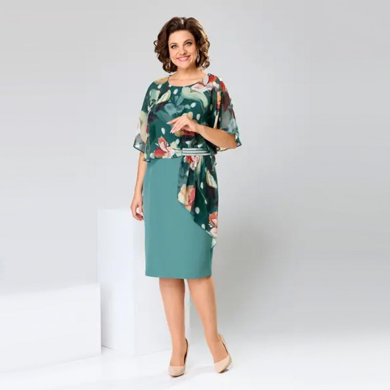 🌸Frühjahrsangebote🌸 Elegantes Blumenkleid mit Rundhalsausschnitt für Damen