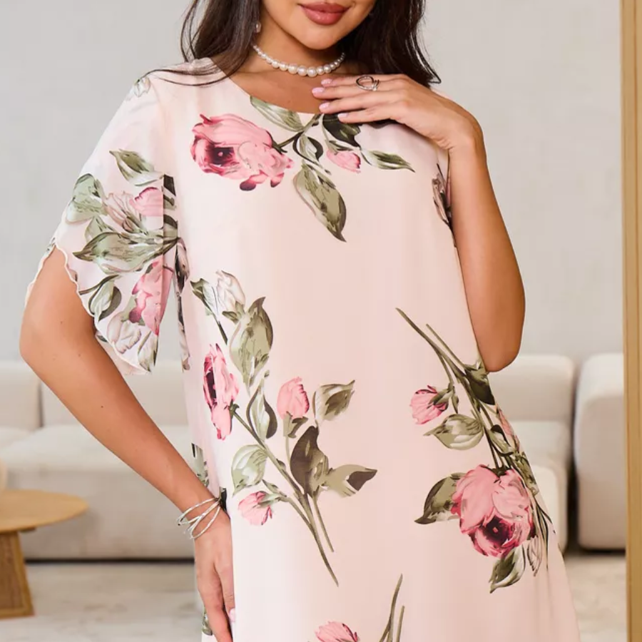 ⏳ Begrenzte Zeit 50% Rabatt! 🌸👗Rotes Chiffonkleid mit Blütenblättern