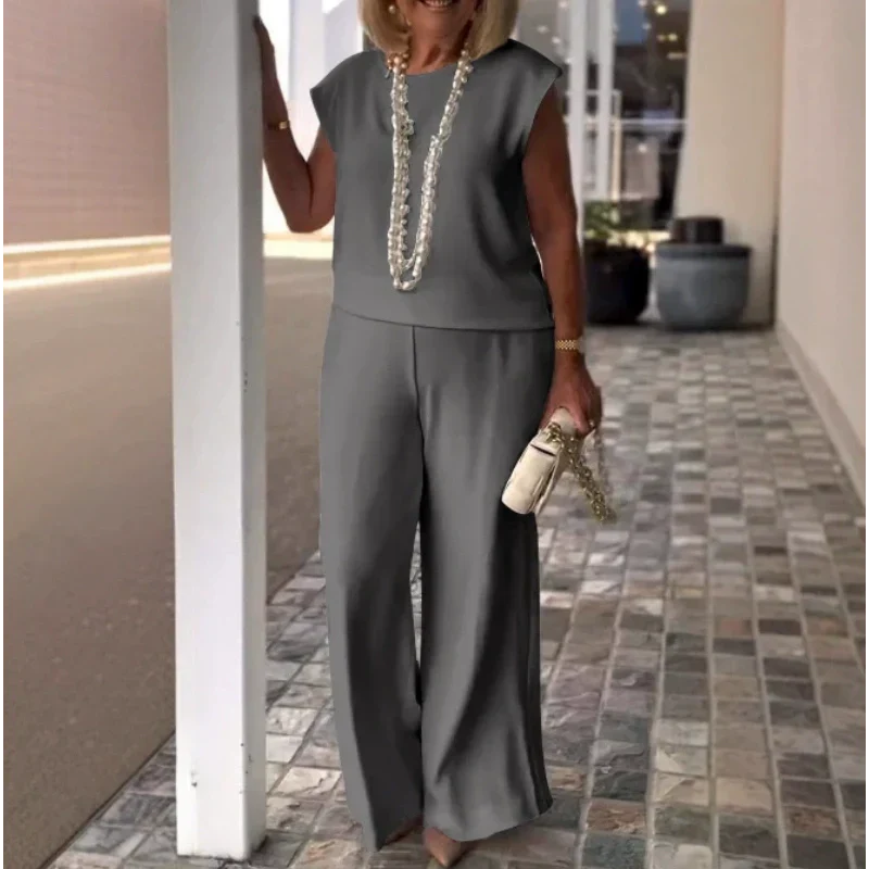 🌸2025 brandneues Design🌸👗Ärmelloses Oberteil und Hose mit Rundhalsausschnitt für Damen
