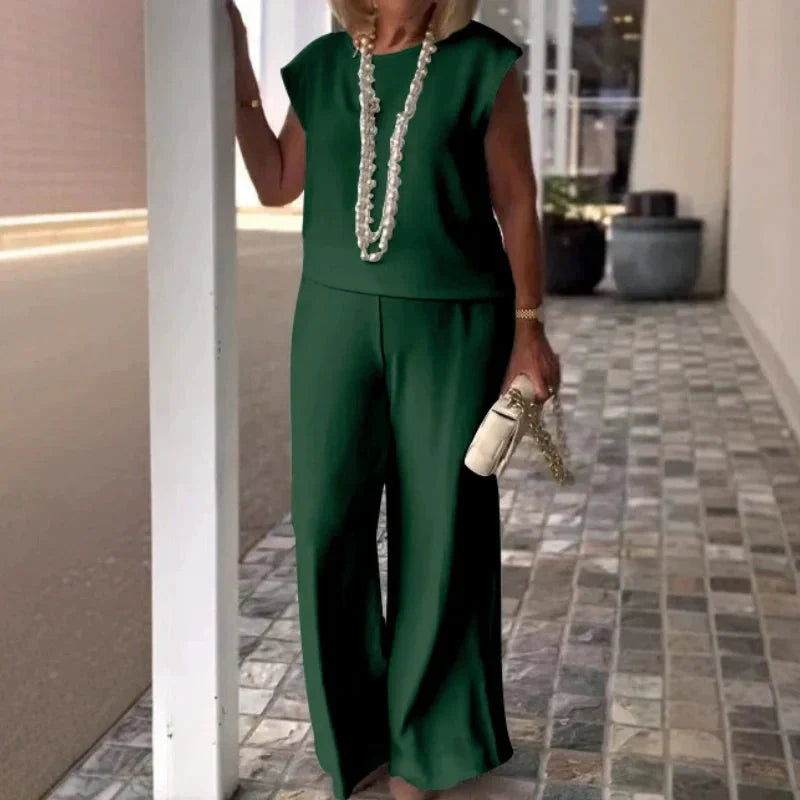 🌸2025 brandneues Design🌸👗Ärmelloses Oberteil und Hose mit Rundhalsausschnitt für Damen