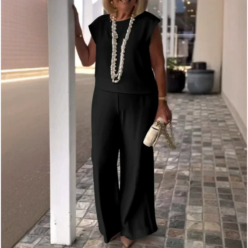 🌸2025 brandneues Design🌸👗Ärmelloses Oberteil und Hose mit Rundhalsausschnitt für Damen