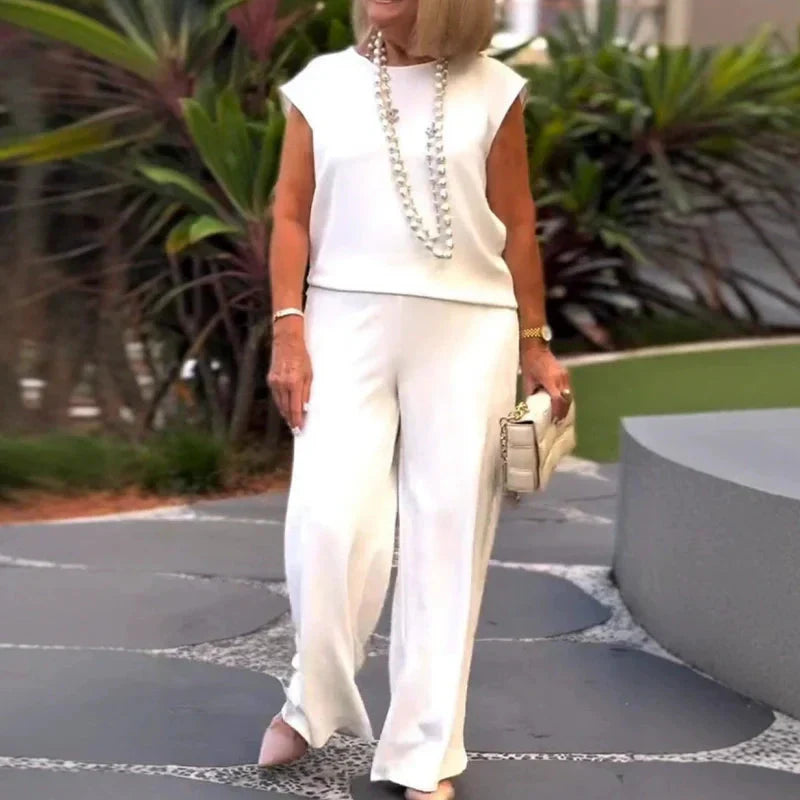 🌸2025 brandneues Design🌸👗Ärmelloses Oberteil und Hose mit Rundhalsausschnitt für Damen
