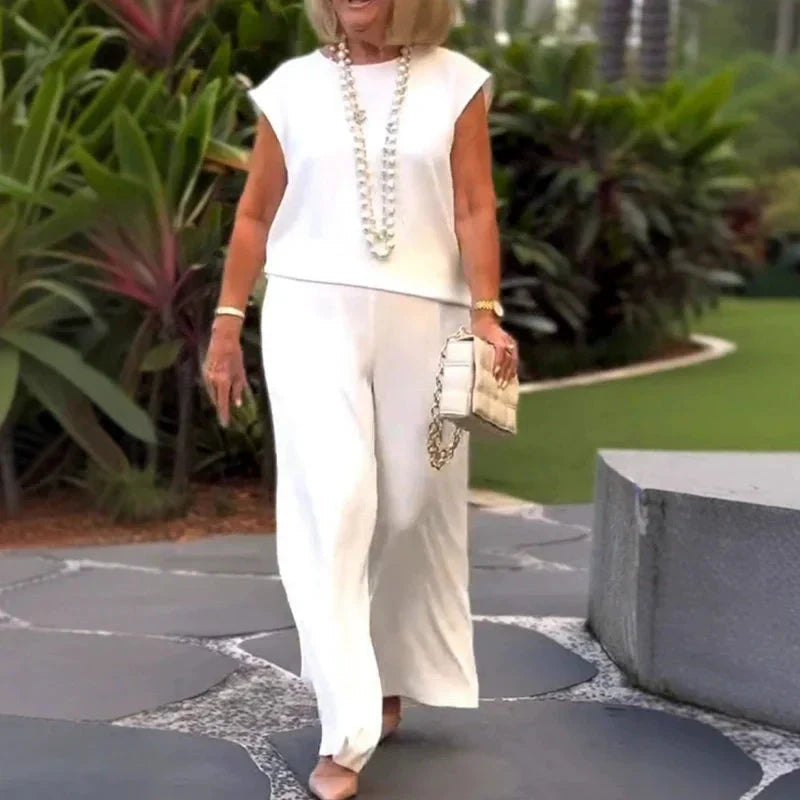 🌸2025 brandneues Design🌸👗Ärmelloses Oberteil und Hose mit Rundhalsausschnitt für Damen