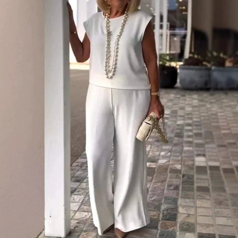 🌸2025 brandneues Design🌸👗Ärmelloses Oberteil und Hose mit Rundhalsausschnitt für Damen