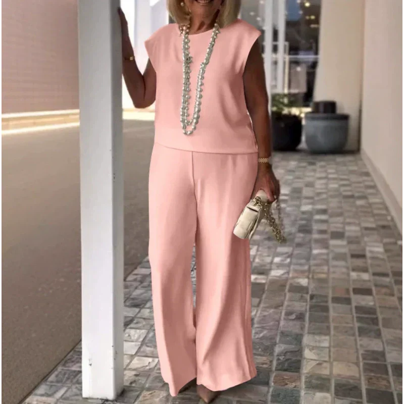 🌸2025 brandneues Design🌸👗Ärmelloses Oberteil und Hose mit Rundhalsausschnitt für Damen
