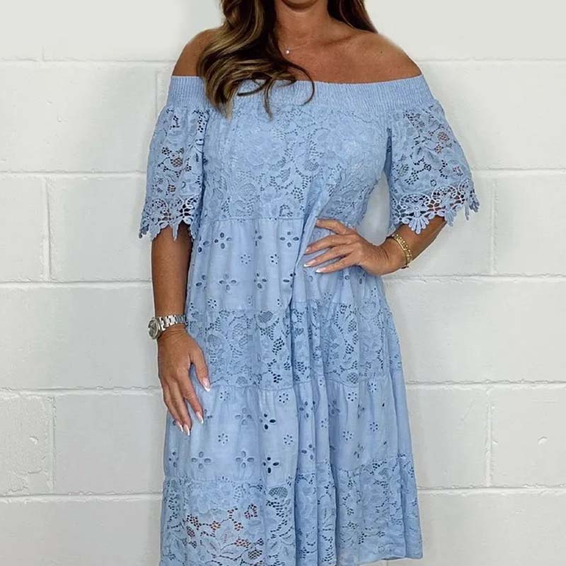 ✨2025 Neuer Verkauf✨💃Trägerloses Spitzenkleid mit hohlem Patchwork für Damen