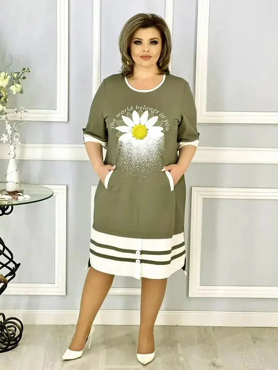 ⏳24-Stunden-Lieferung💥👗Schönes Kleid mit Aufdruck