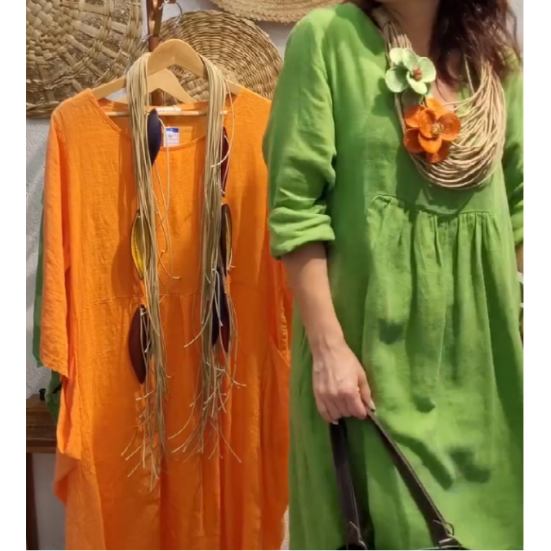 💖Limited Sale 49% OFF💖✨Lässiges langärmeliges Leinenkleid im Boho-Stil für Frauen